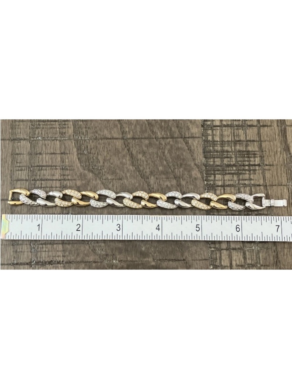Oliver Weber Collection Pave Curve Link Gold-Plated Two-Tone Women’s Bracelet 7" - Picture 14 of 16